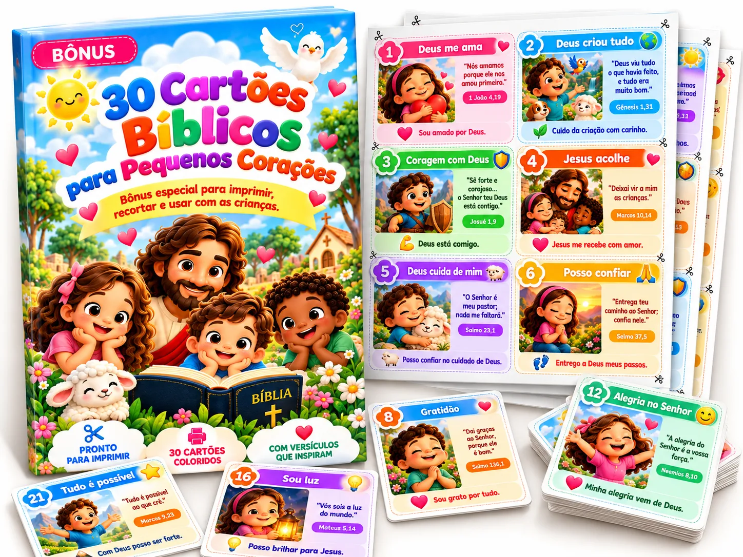 Bônus 30 Cartões Bíblicos para pequenos corações